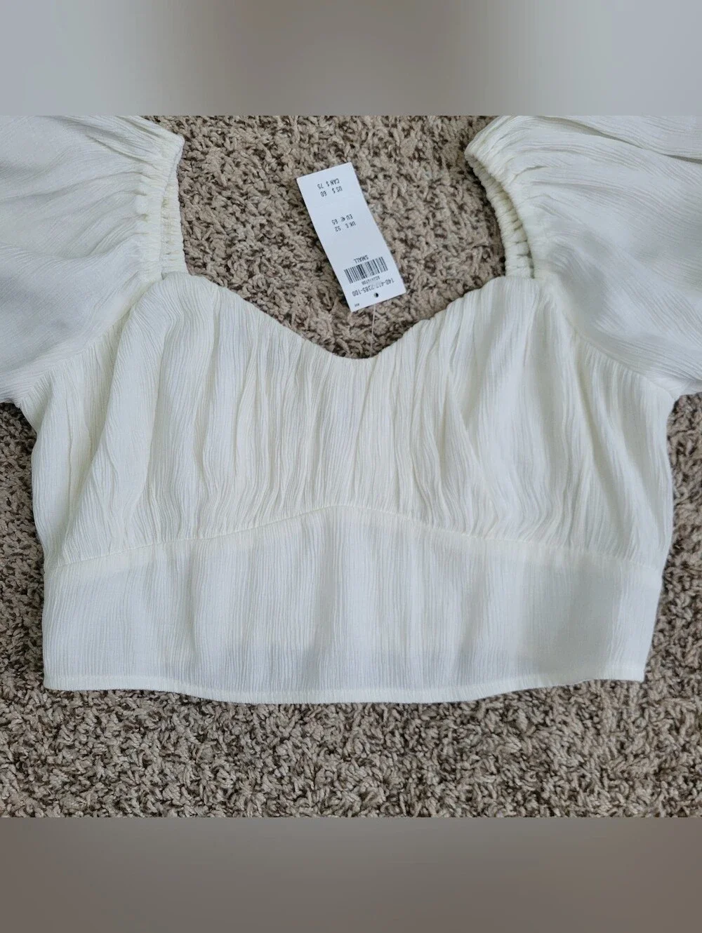 Abercrombie & Fitch Blouse Top Shirt White Ivory Chiffon Boho Crop Small NWT